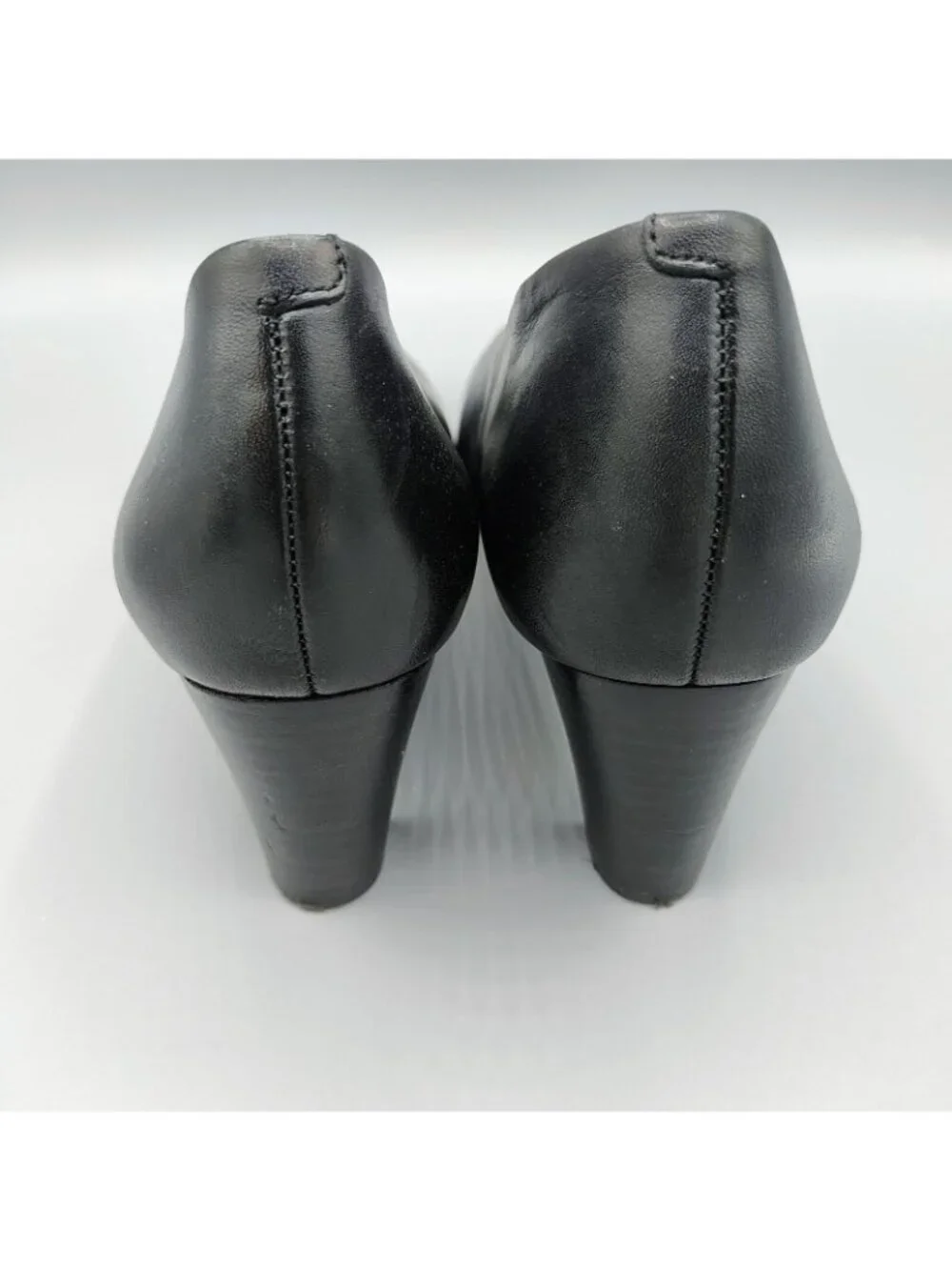 Lauren Ralph Lauren Womens Black Leather Block Heel Pumps (Size 8B)